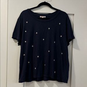 Sundry Navy Star & Heart Patterned Short Sleeve Tee, Size 3 (Large)